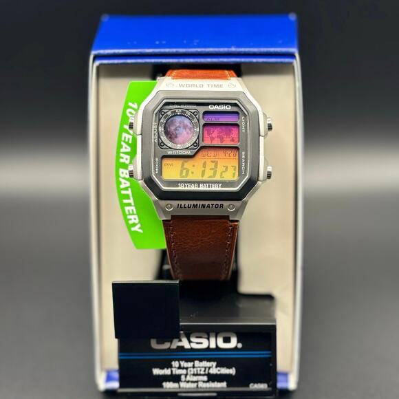 Custom Casio AE1200 Moon Eclipse Edition World Time 100m Leather Strap - Picture 6 of 17